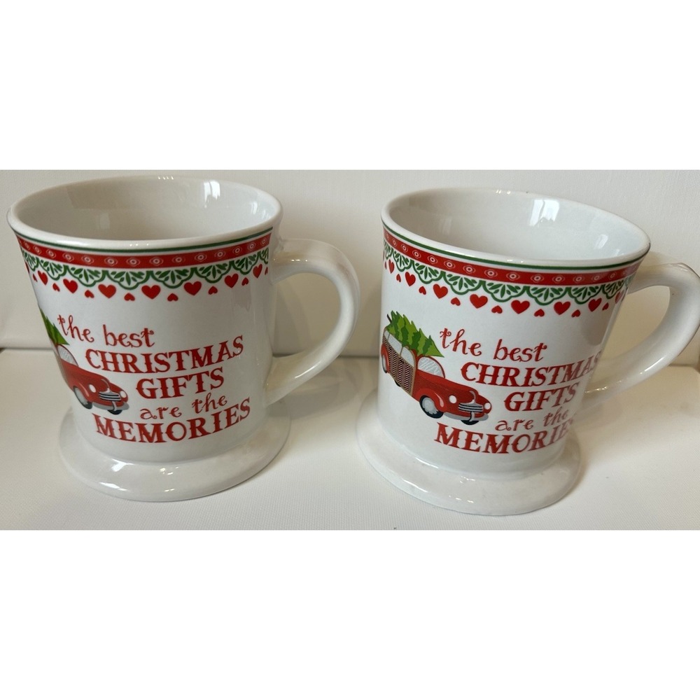 *Two* DEI Footed Christmas Coffee Mug The‎ Best Christmas Gifts Are The Memories